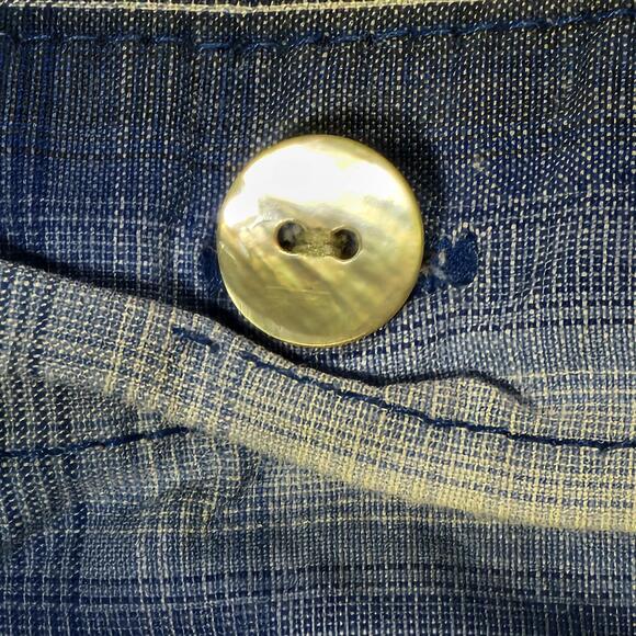 VTG Bugle Boy Hawaiian Shirt L Blue Floral Short Sleeve Y2K 1990s Shell Button - Picture 13 of 13